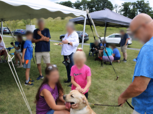 Yellow Labrador and people