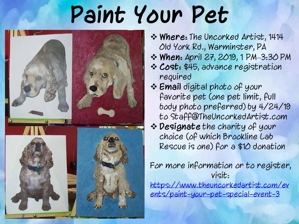 Paint your Pet at The Uncorked Artist Warminster PA