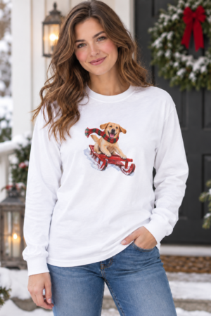 Downhill Dash Yellow Lab Unisex Long Sleeve Tee