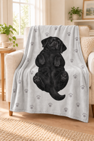 Sweet Dreams Black Lab Velveteen Microfiber Blanket