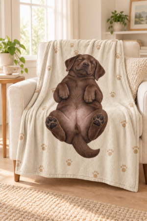 Sweet Dreams Chocolate Lab Velveteen Microfiber Blanket
