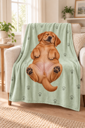 Sweet Dreams Fox Red Lab Velveteen Microfiber Blanket