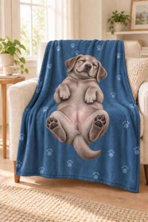 Sweet Dreams Silver Lab Velveteen Microfiber Blanket