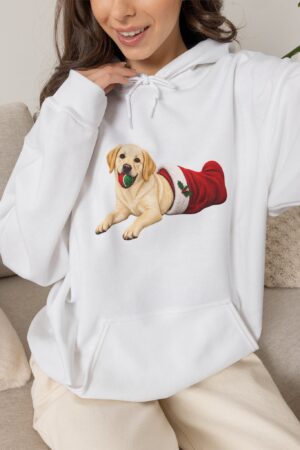 Holiday Stocking Mischief Yellow Lab UniSex Hoodie