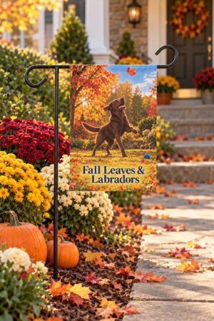 Fall Leaves & Labradors Chocolate Lab Garden Flag