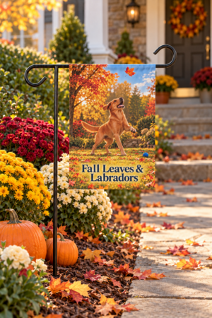 Fall Leaves & Labradors Fox Red Lab Garden Flag