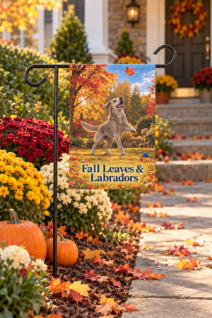 Fall Leaves & Labradors Silver Lab Garden Flag