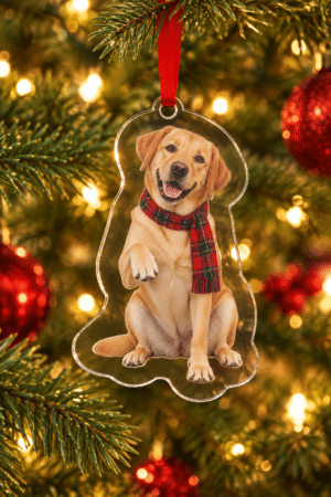 A Lab’s Holiday Hello Yellow Labrador Acrylic Ornament