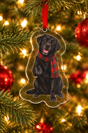 A Lab’s Holiday Hello Black Labrador Acrylic Ornament