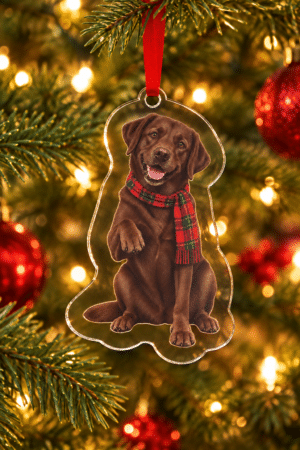 A Lab’s Holiday Hello Chocolate Labrador Acrylic Ornament
