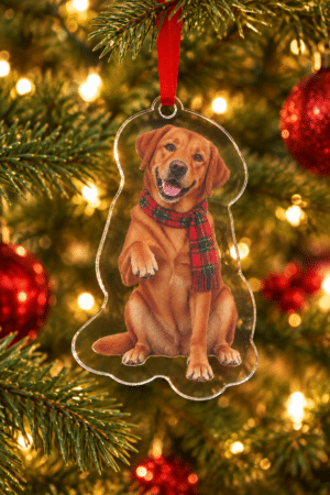 A Lab’s Holiday Hello Fox Red Labrador Acrylic Ornament